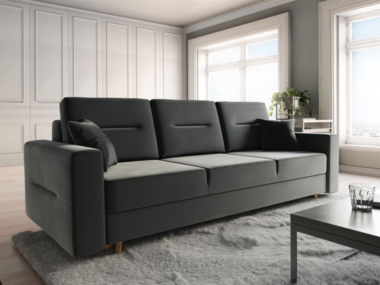 Sofa 3-Sitzer BELMIRA mit Schlaffunktion Grau Bild 1