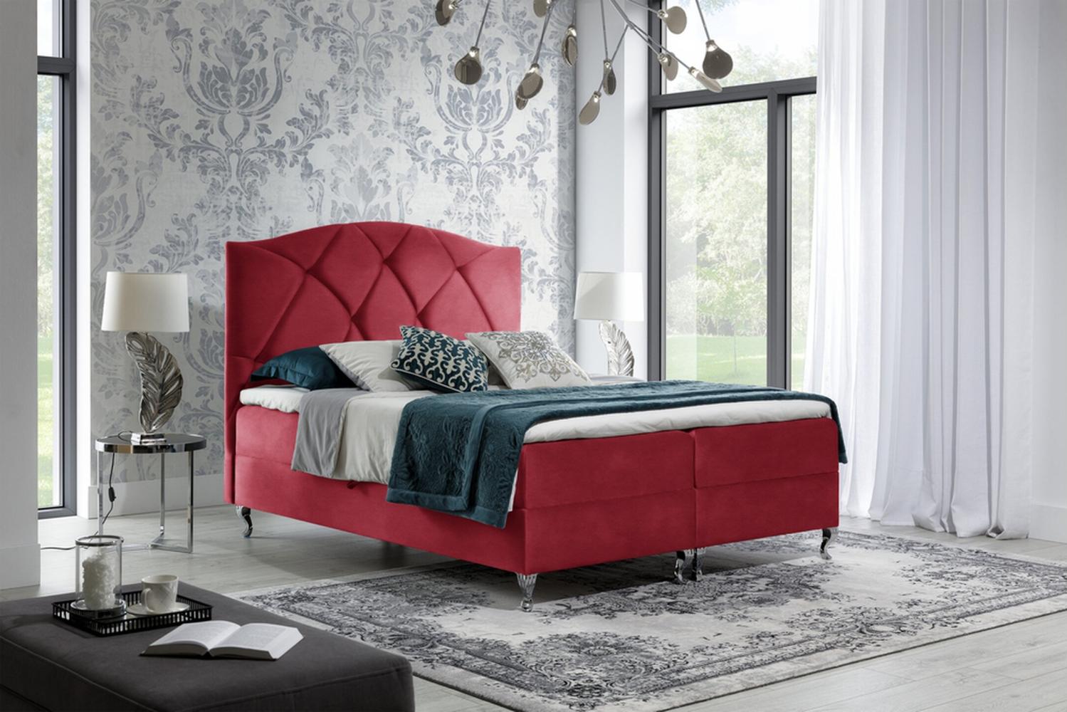 Stylefy 'Blanco' Boxspringbett Kunstleder Rot 180 x 200 cm Bild 1