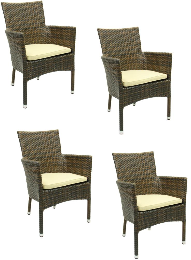 4x Konway MILANO Stapelsessel Lederlook + Sitzkissen Polyrattan Garten Stuhl Set Bild 1