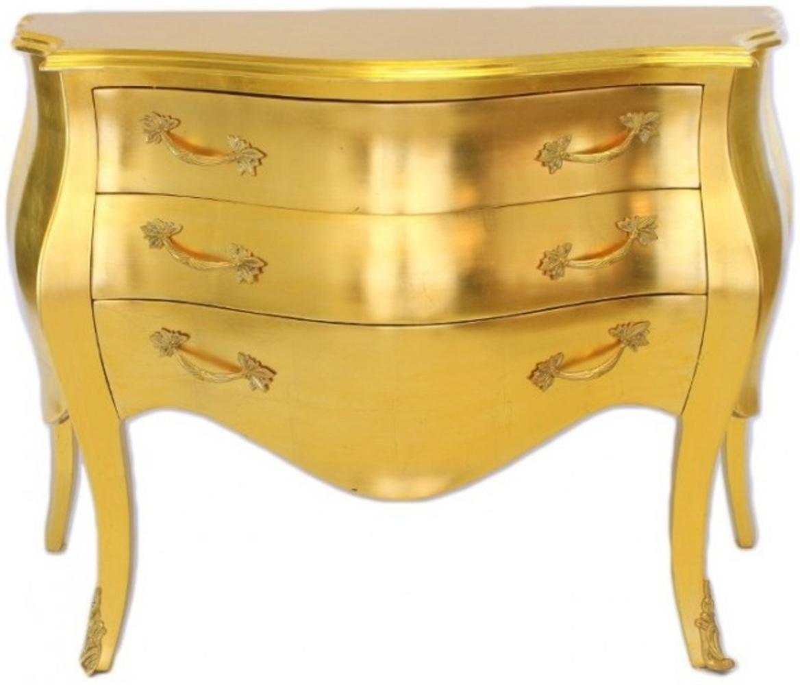 Casa Padrino Barock Kommode Gold 120 cm - Handgefertigt aus Massivholz Bild 1