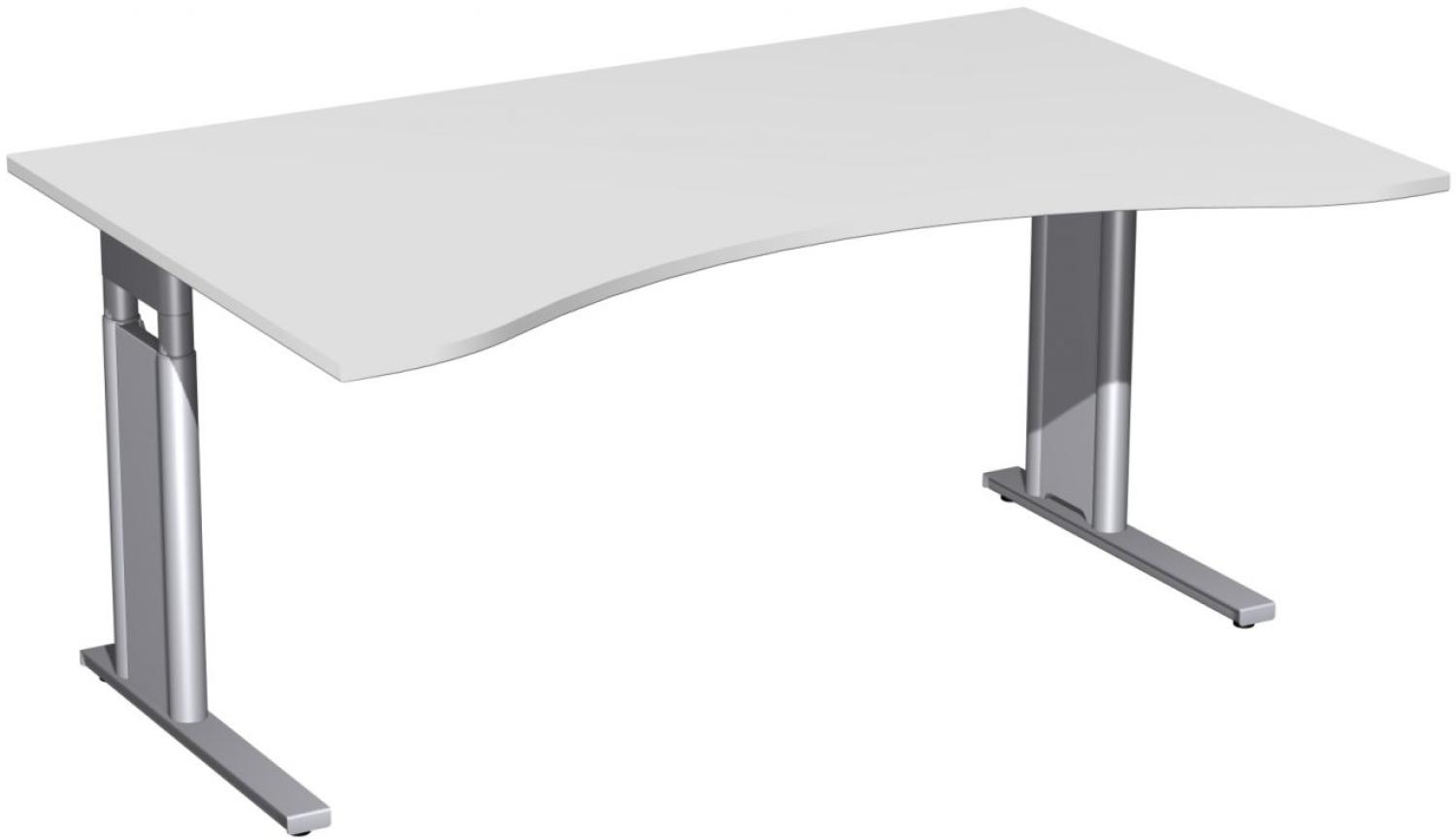 Schreibtisch 'C Fuß Pro' Ergonomieform, höhenverstellbar, 160x100cm, Lichtgrau / Silber Bild 1