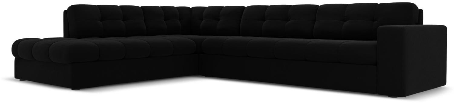 Micadoni 5-Sitzer Samtstoff Ecke links Sofa Justin | Bezug Black | Beinfarbe Black Plastic Bild 1