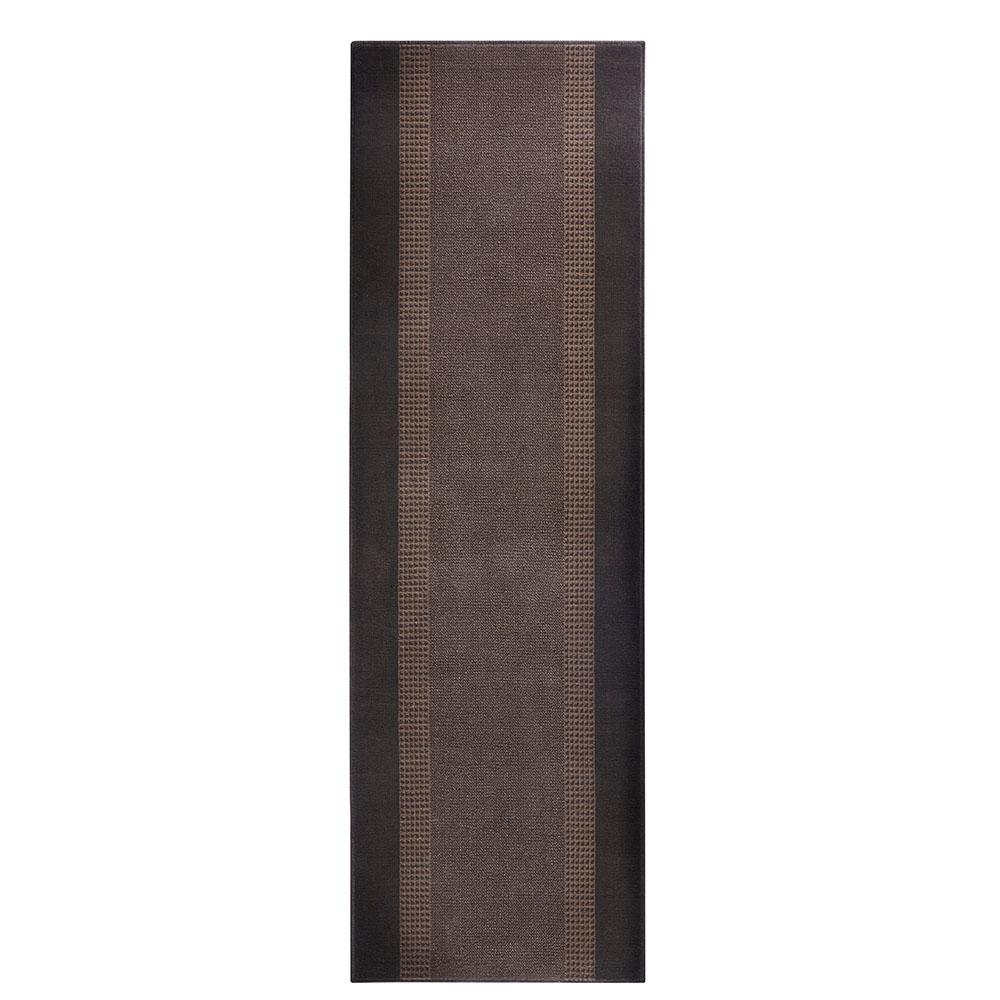 Kurzflor Teppich Läufer Band Braun - 80x500x0,9cm Bild 1
