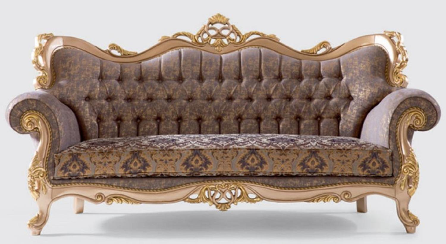 Casa Padrino Luxus Barock Sofa Lila / Grau / Gold 240 x 90 x H. 123 cm Bild 1