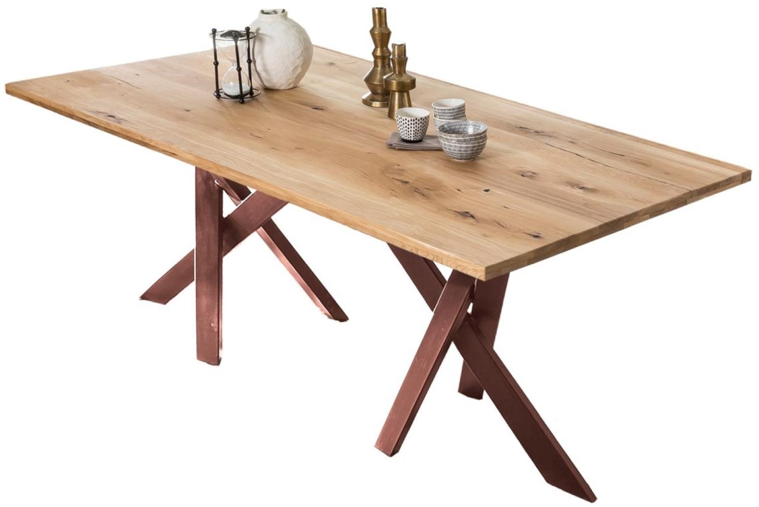 TABLES&CO Tisch 180x100 Wildeiche Natur Metall Braun Bild 1