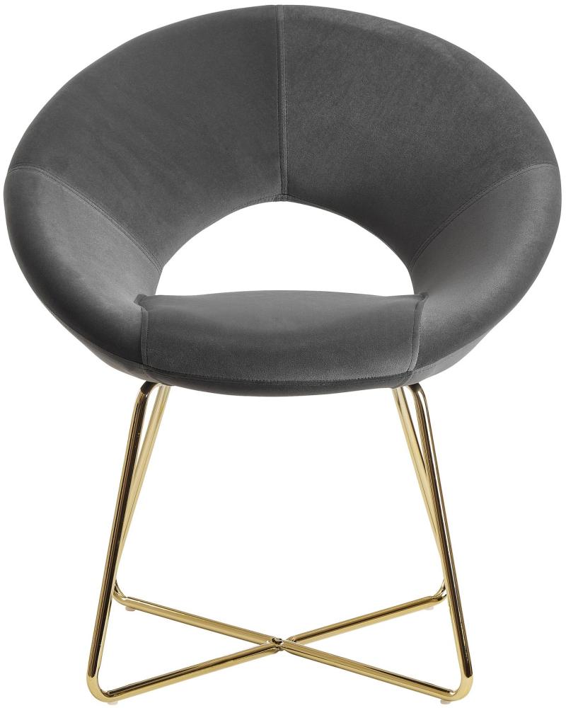 KADIMA DESIGN NETO Esszimmerstuhl aus Samt mit Metallbeinen und gepolsterter Sitzschale. Farbe: Anthrazit Bild 1