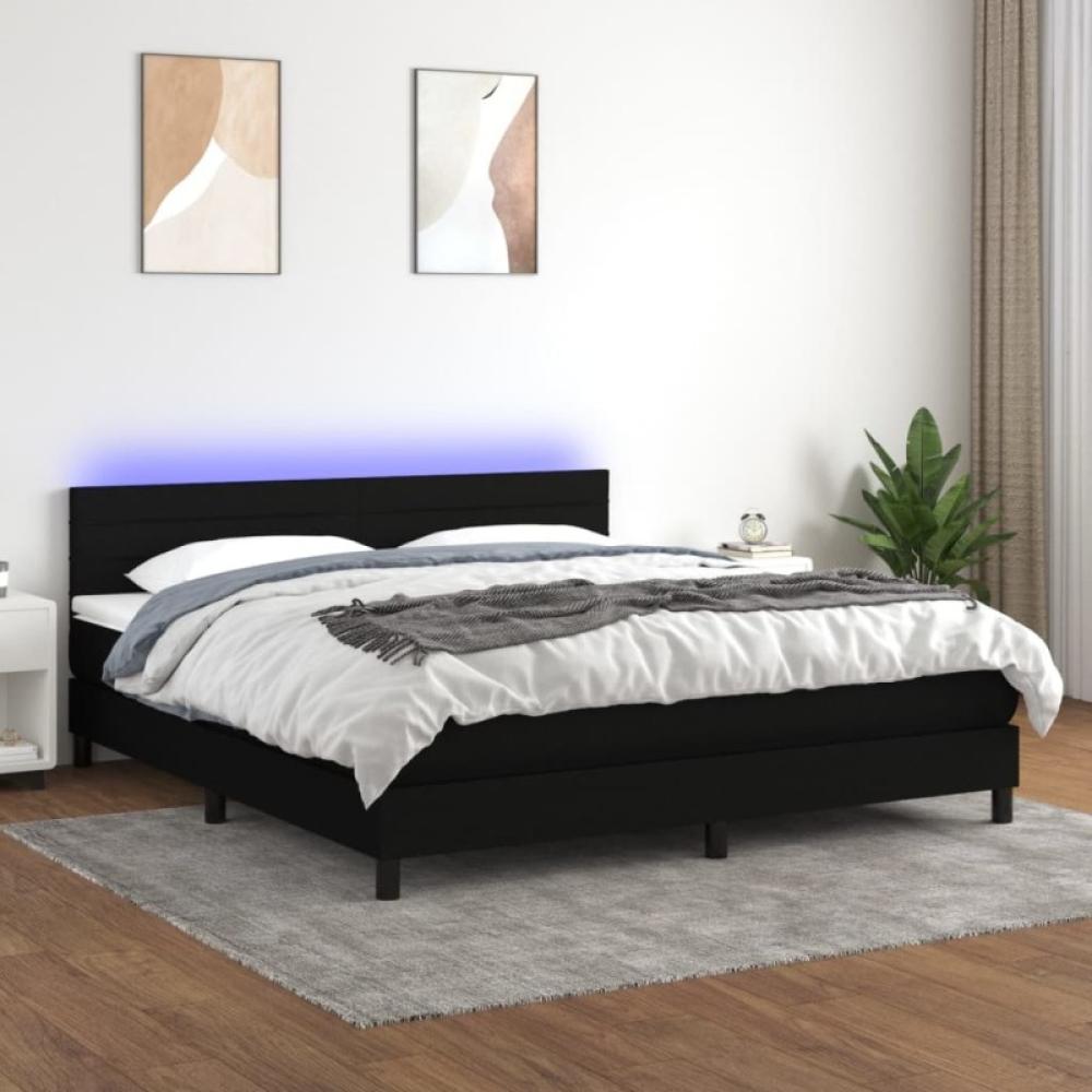 Boxspringbett mit Matratze & LED Schwarz 180x200 cm Stoff (Farbe: Schwarz) Bild 1