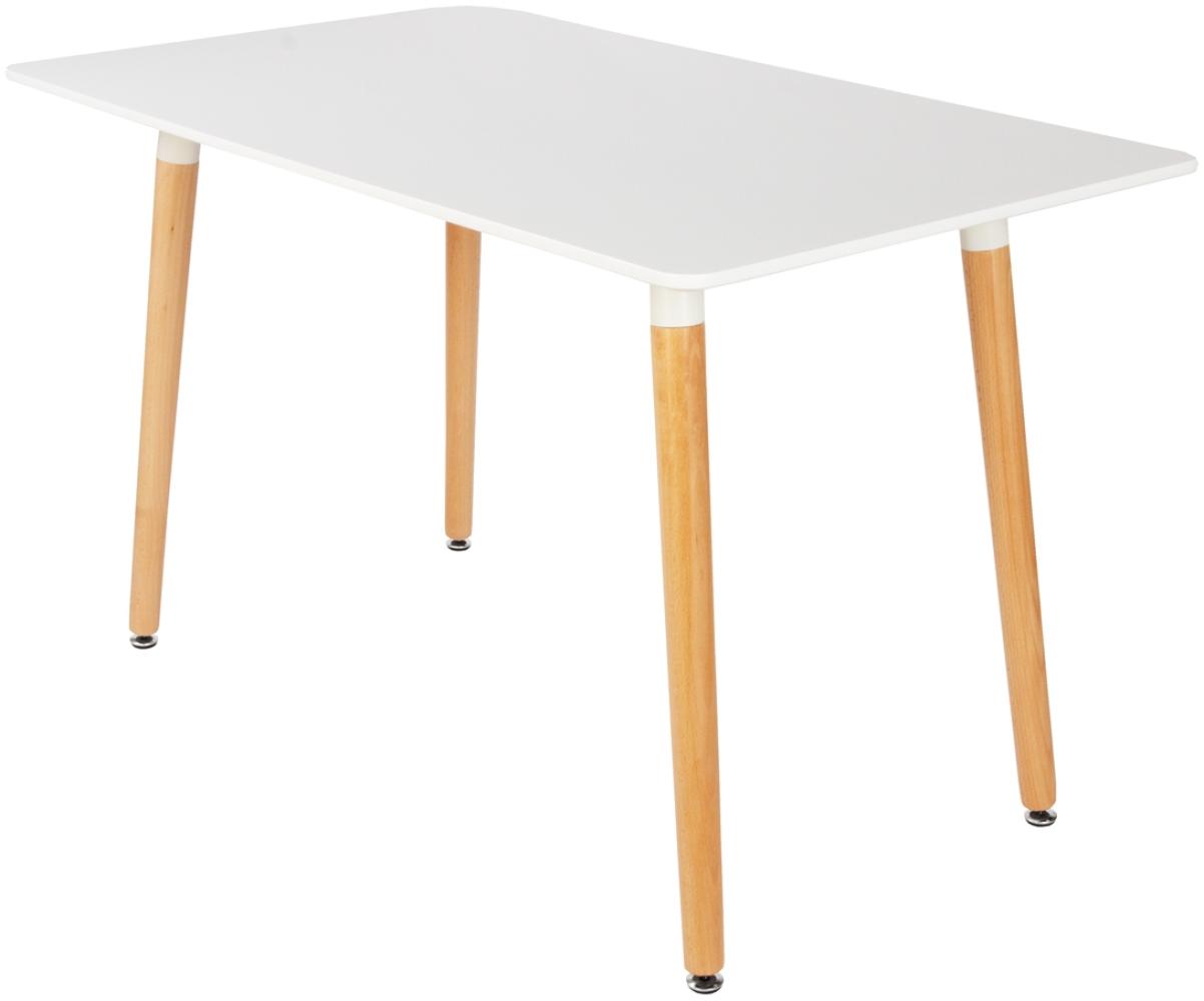 Esszimmertisch MDF-Tischplatte Weiß 120 x 70 cm Tischbeine Buchenholz DANIEL Bild 1