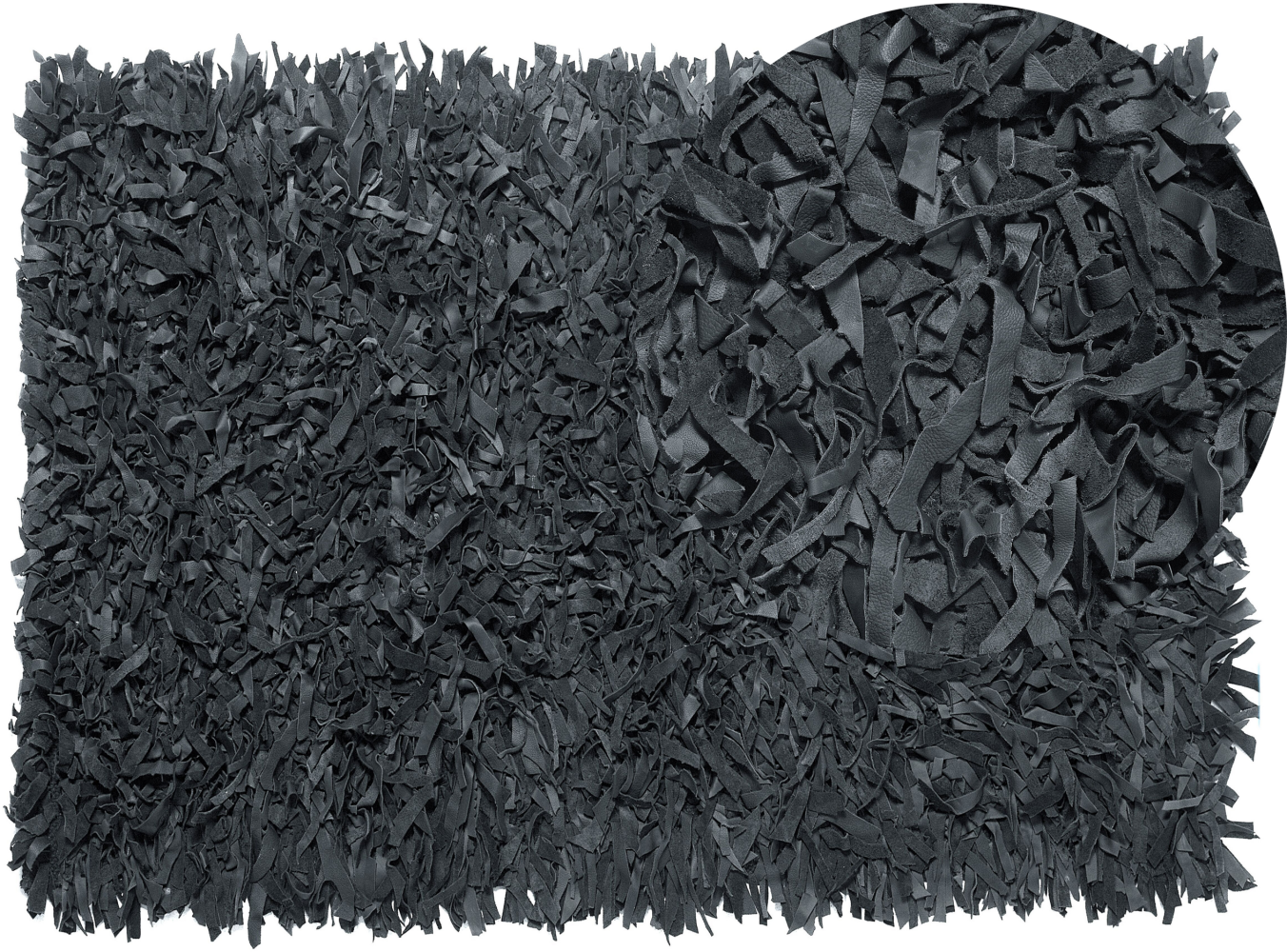 Teppich schwarz 140 x 200 cm Leder Shaggy MUT Bild 1