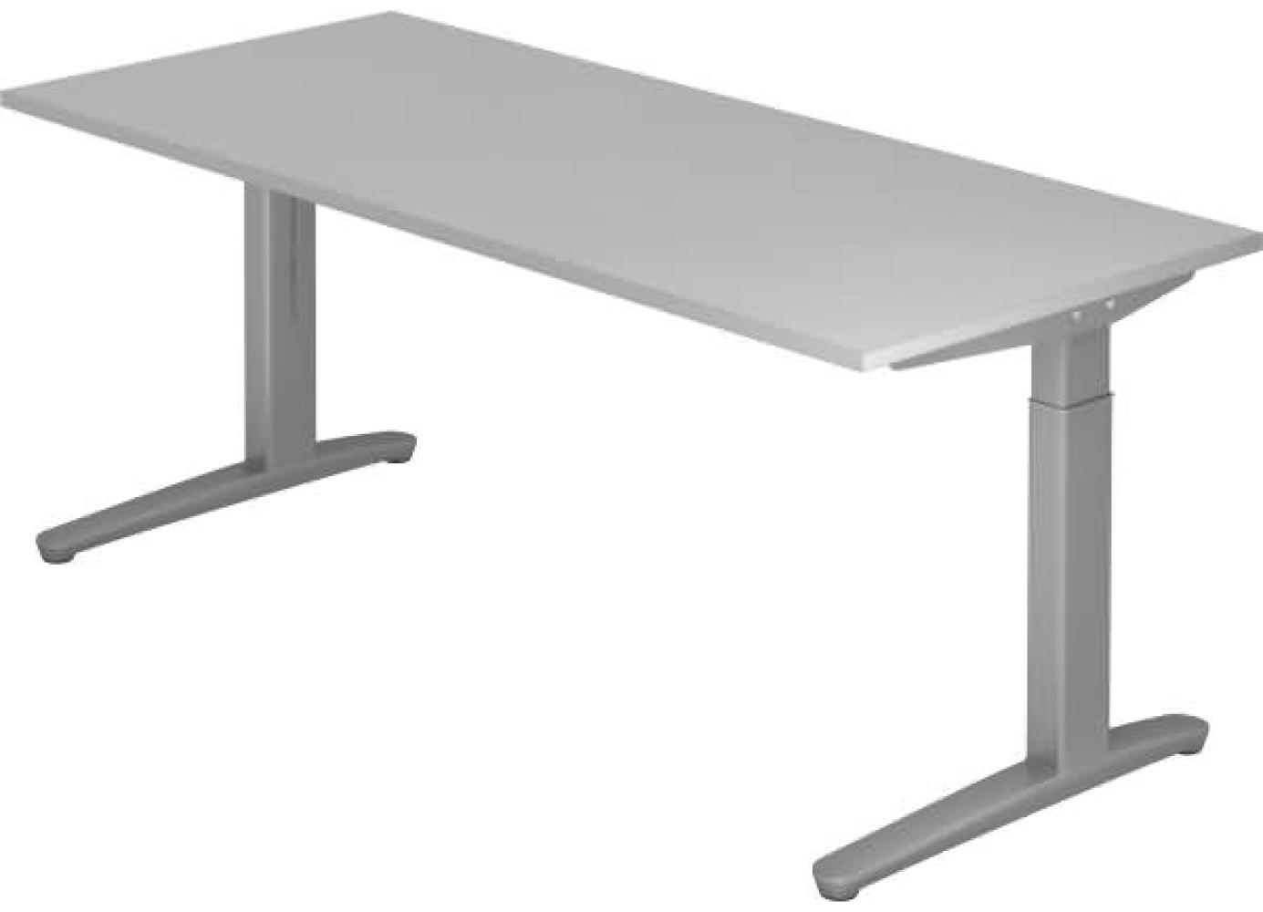 'XB19' Schreibtisch, C-Fuß, 180x80cm, Grau / Silber Bild 1