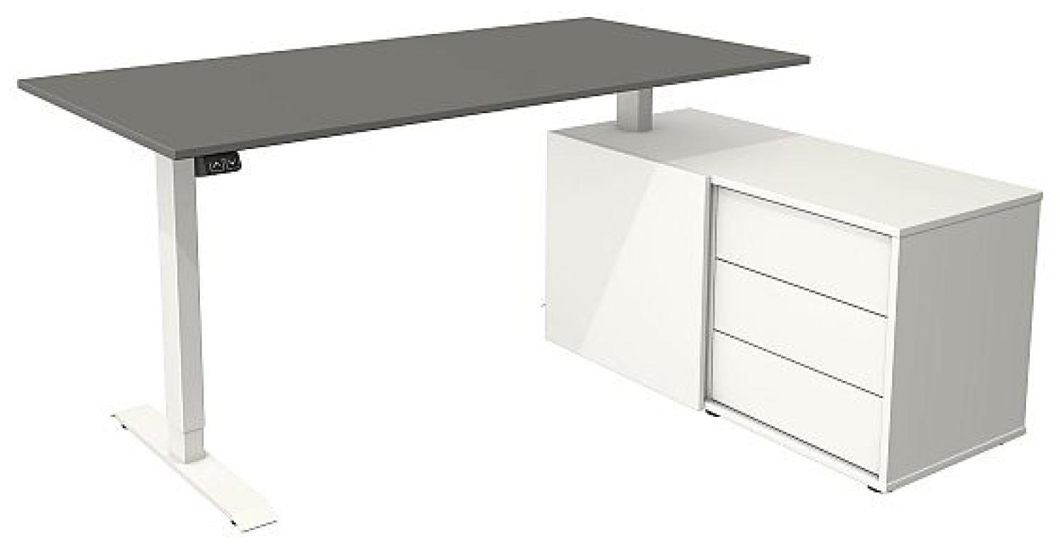 Kerkmann Schreibtisch mit Sideboard MOVE 1 Gestell weiß grafit Bild 1