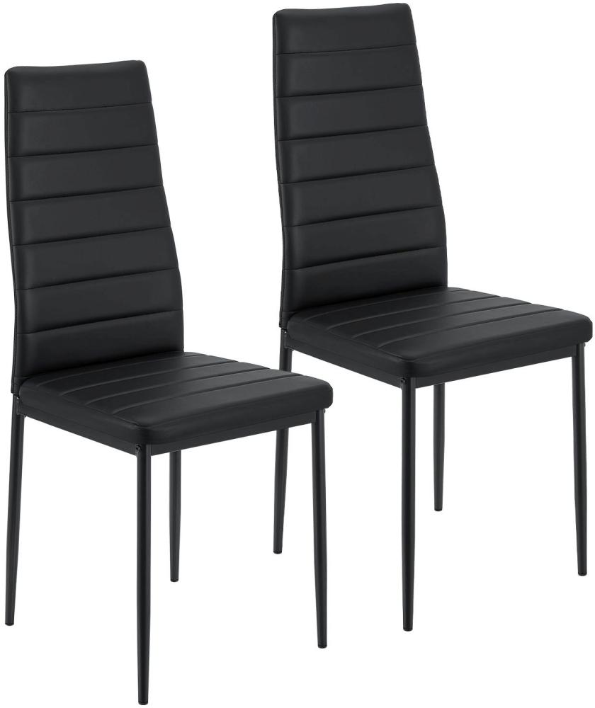 Juskys Esszimmerstühle Loja Stühle 2er Set Esszimmerstuhl - Küchenstühle mit Kunstleder Bezug - hohe Lehne stabiles Gestell - Stuhl in Schwarz Bild 1