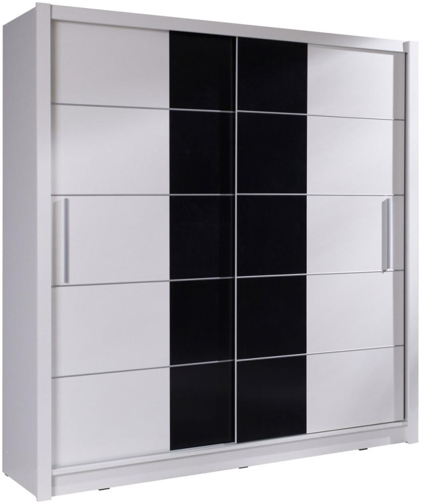 Schiebetürenschrank Bari Kleiderschrank 2050x62x215cm weiß schwarz Bild 1