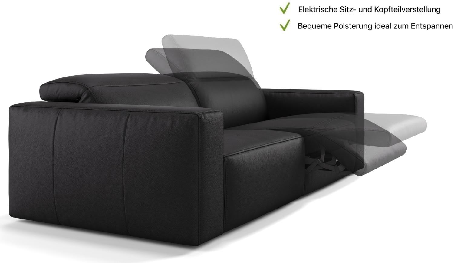 Sofanella 3-Sitzer LENOLA Ledergarnitur Relaxsofa Sofa in Schwarz XL: 242 Breite x 109 Tiefe Bild 1