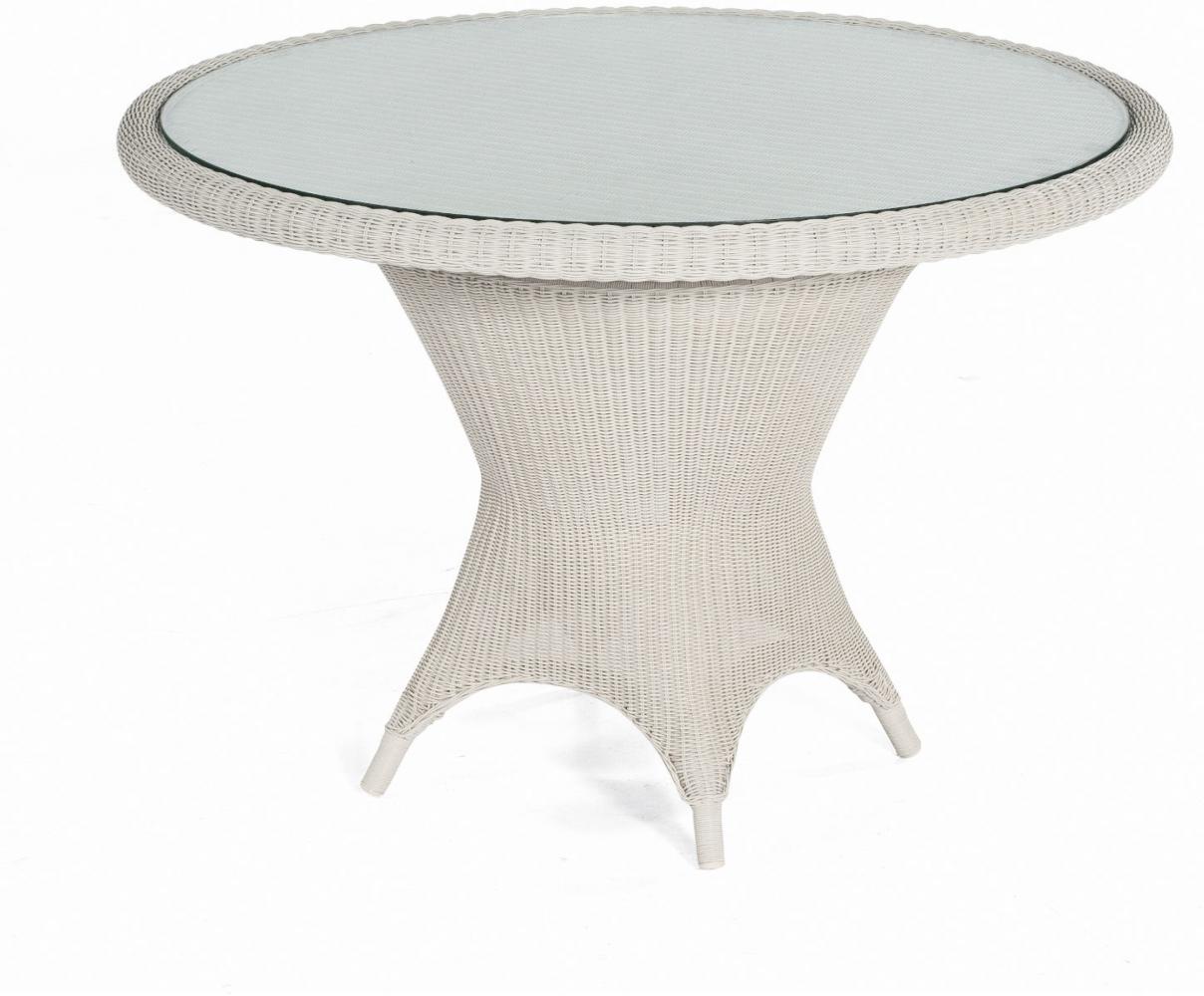 Sonnenpartner Gartentisch Bonaire Aluminium mit Polyrattan white-washed Ø 110 cm Garten-Tisch Bild 1