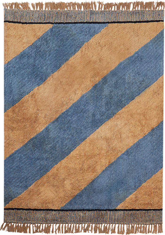 Baumwollteppich gestreift 140 x 200 cm Braun und Blau XULUF Bild 1