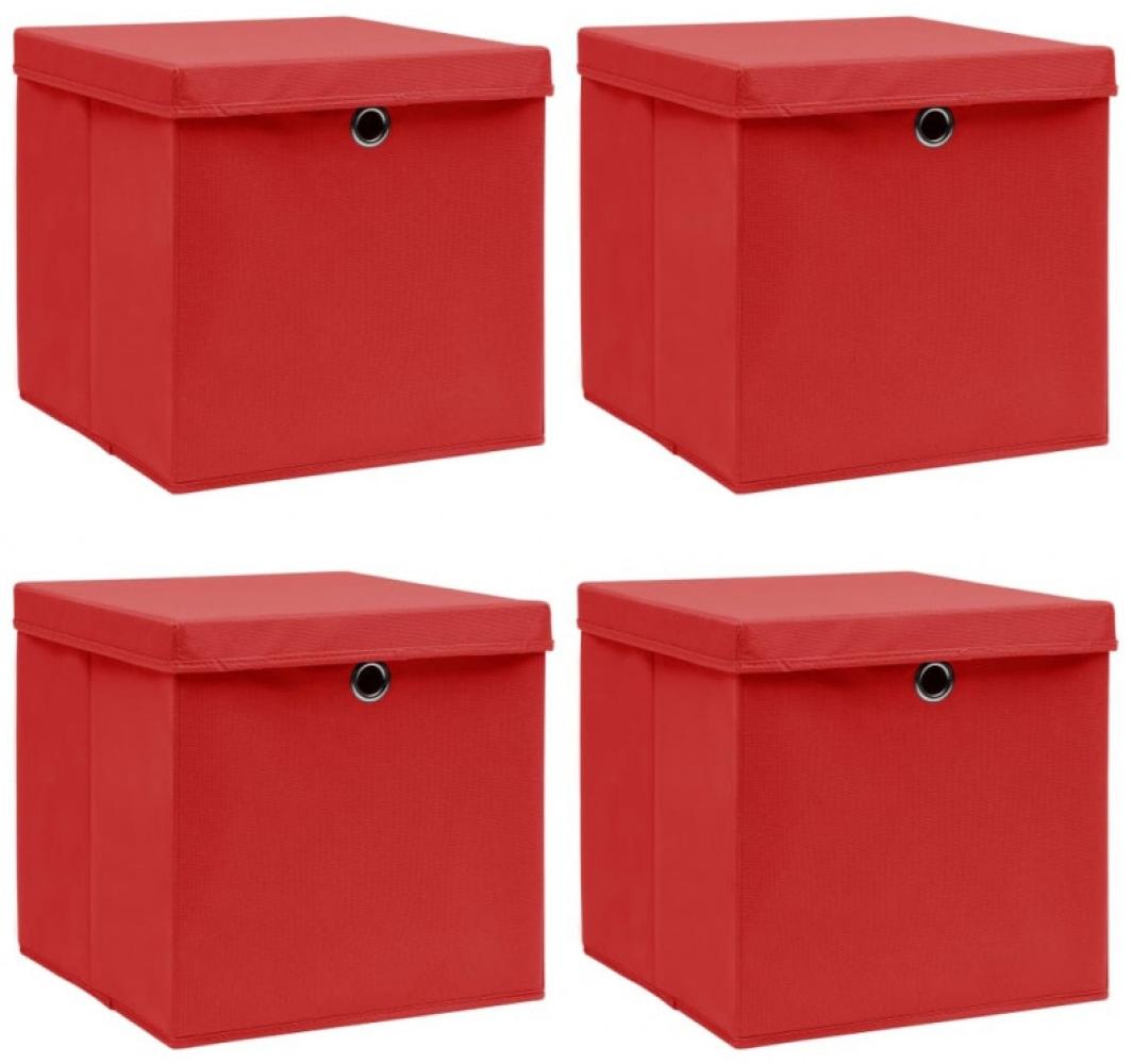 Aufbewahrungsboxen mit Deckel 4 Stk. Rot 32×32×32cm Stoff Bild 1