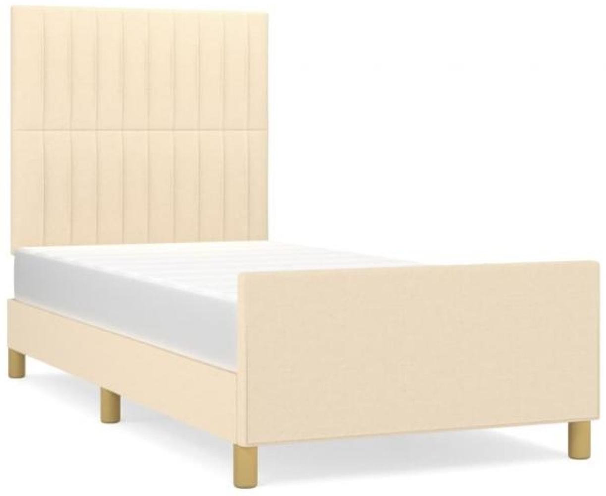 Einzelbett, Polsterbett mit Kopfteil Stoff Creme 80 x 200 cm Bild 1