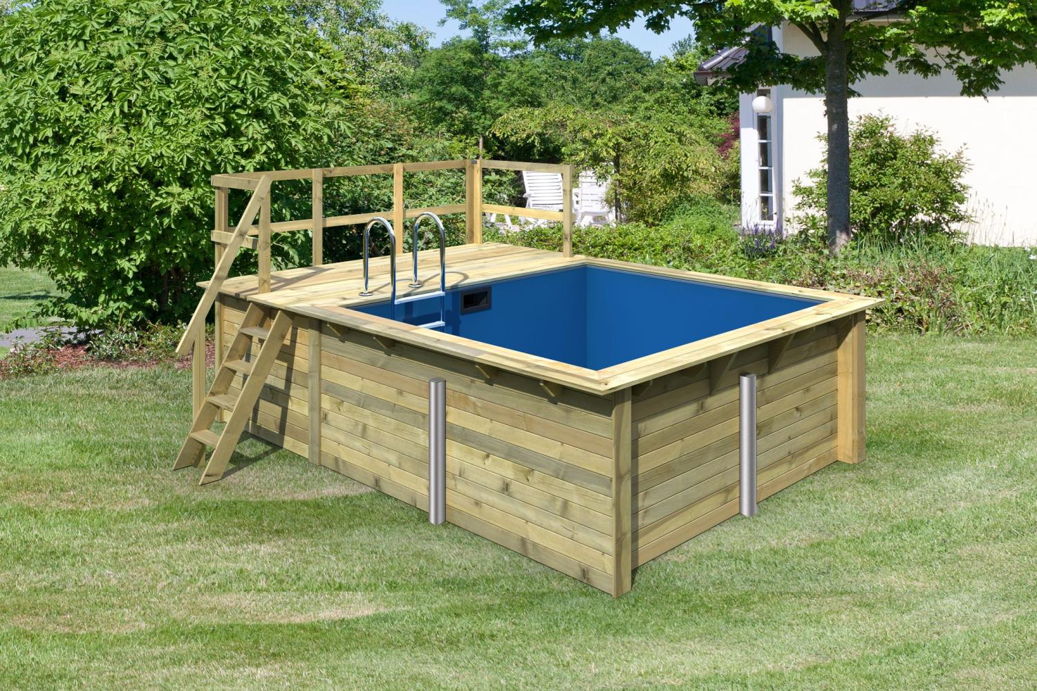 Karibu Rechteck-Pool 1, 353x462 cm, Holz kdi, Grundkörper mit 1 Terrasse Bild 1