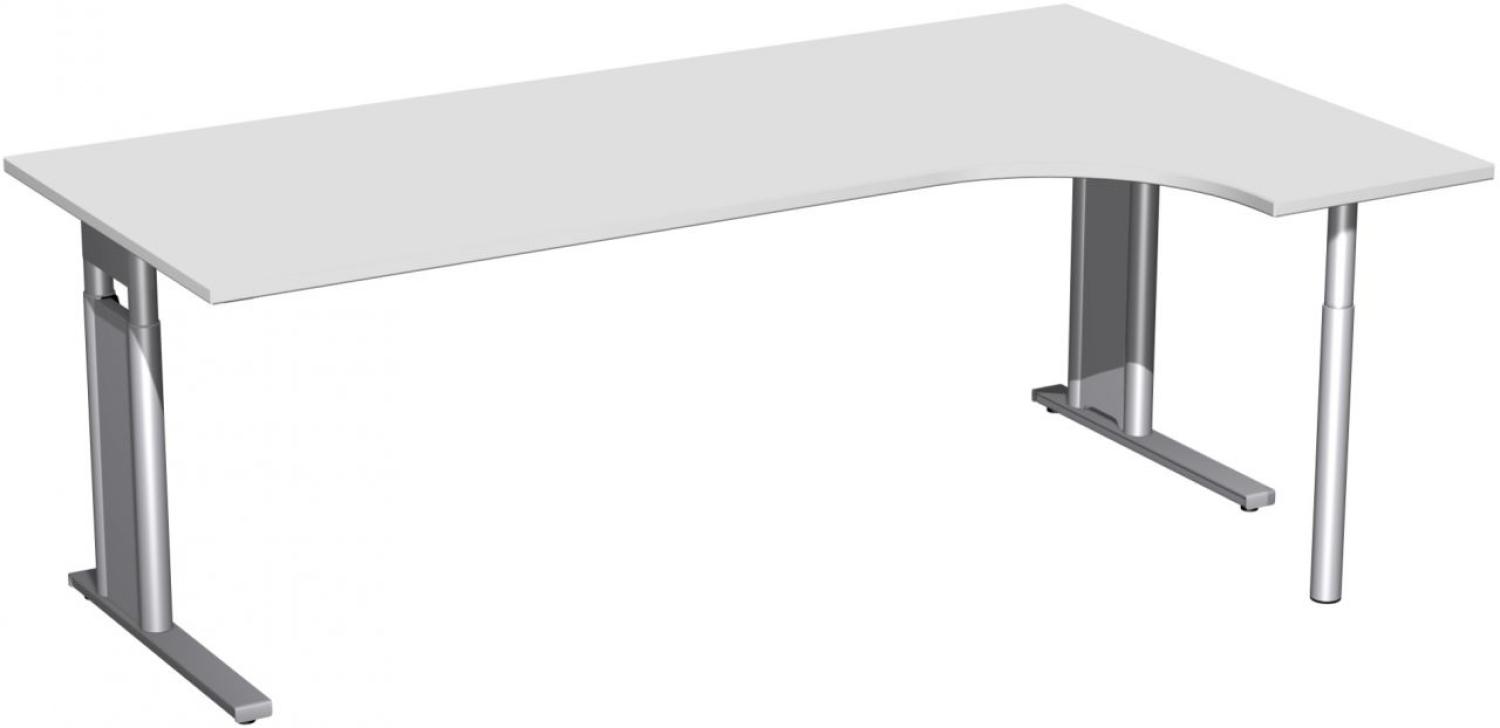 PC-Schreibtisch rechts, höhenverstellbar, 200x120cm, Lichtgrau / Silber Bild 1