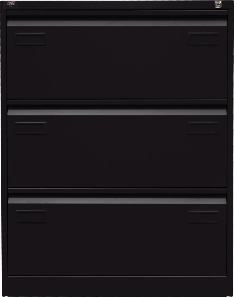 Bisley LIGHT Hängeregistraturschrank, doppelbahnig, DIN A4, 3 HR-Schubladen, Farbe schwarz Bild 1