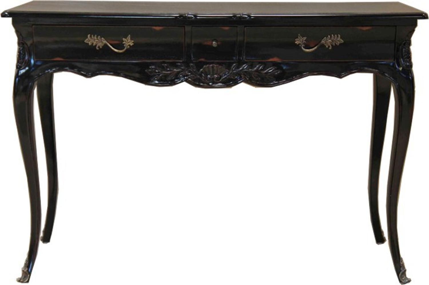 Casa Padrino Barock Konsolentisch Antik Stil Schwarz mit 3 Schubladen 120 cm - Konsole Schrank Kommode Bild 1