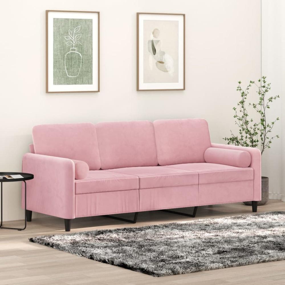 vidaXL 3-Sitzer-Sofa mit Zierkissen Rosa 180 cm Samt Bild 1