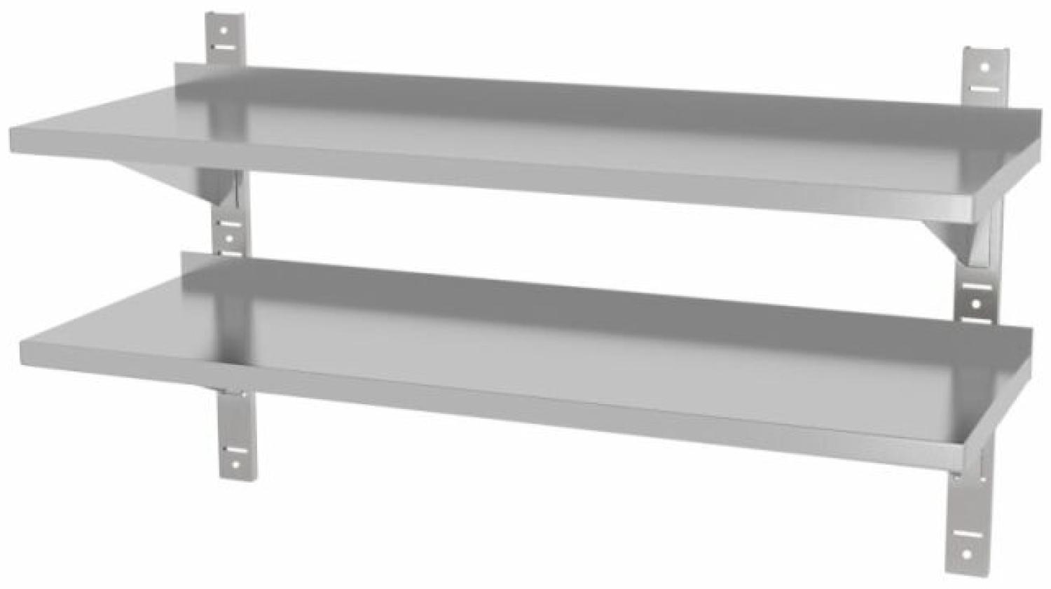 Verstellbares Doppel-Wandregal mit zwei Stahlschienen, HENDI, 1000x300x(H)600mm Bild 1