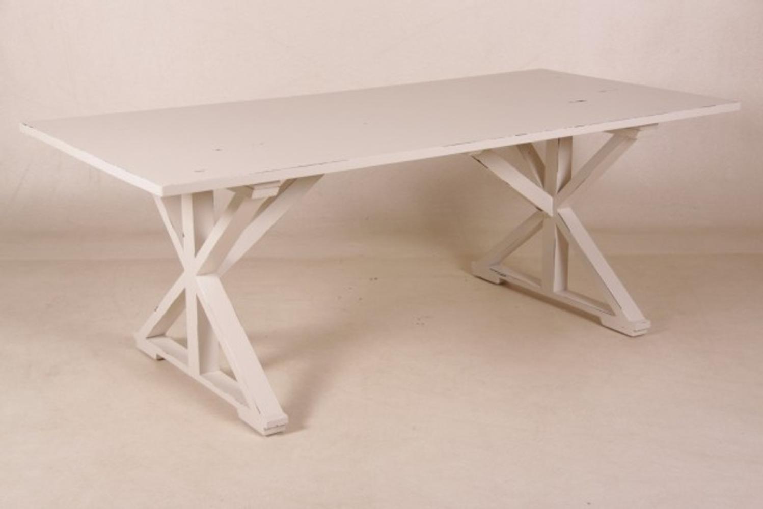 Casa Padrino Vintage Teak Esstisch Antik Stil Weiß 170 x 95 cm - Landhaus Stil Tisch Teakholz Bild 1