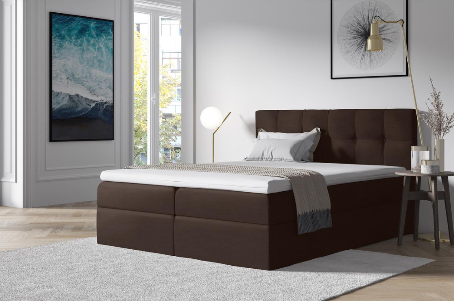 Stylefy 'Cesar' Boxspringbett Kunstleder Braun 160 x 200 cm Bild 1