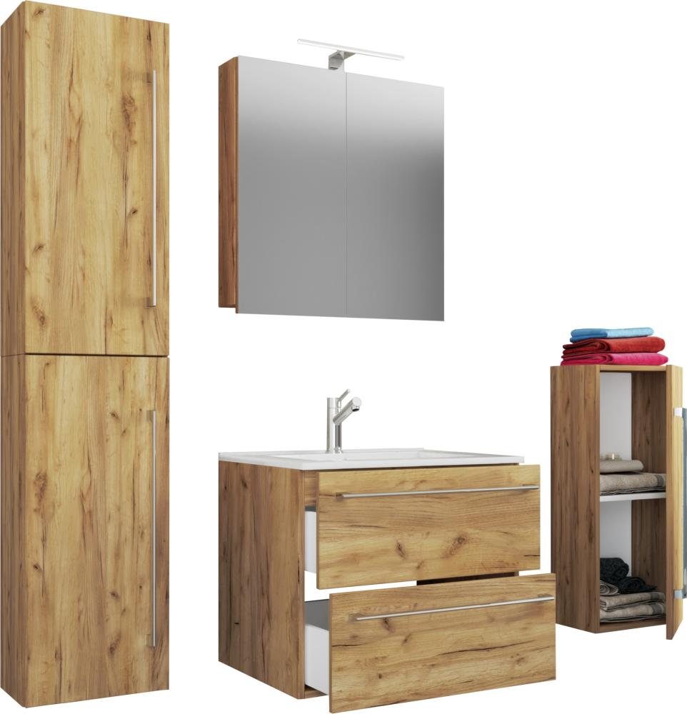 Badinos Bad Möbel Set Waschbecken Unterschrank Wandspiegel Badezimmer Waschtisch Bild 1