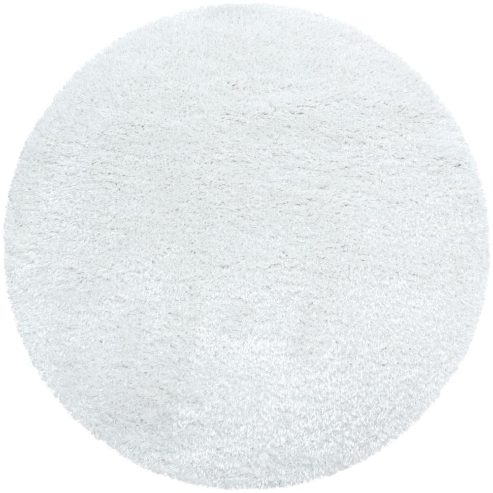 Hochflor Teppich Baquoa rund - 80 cm Durchmesser - Weiß Bild 1