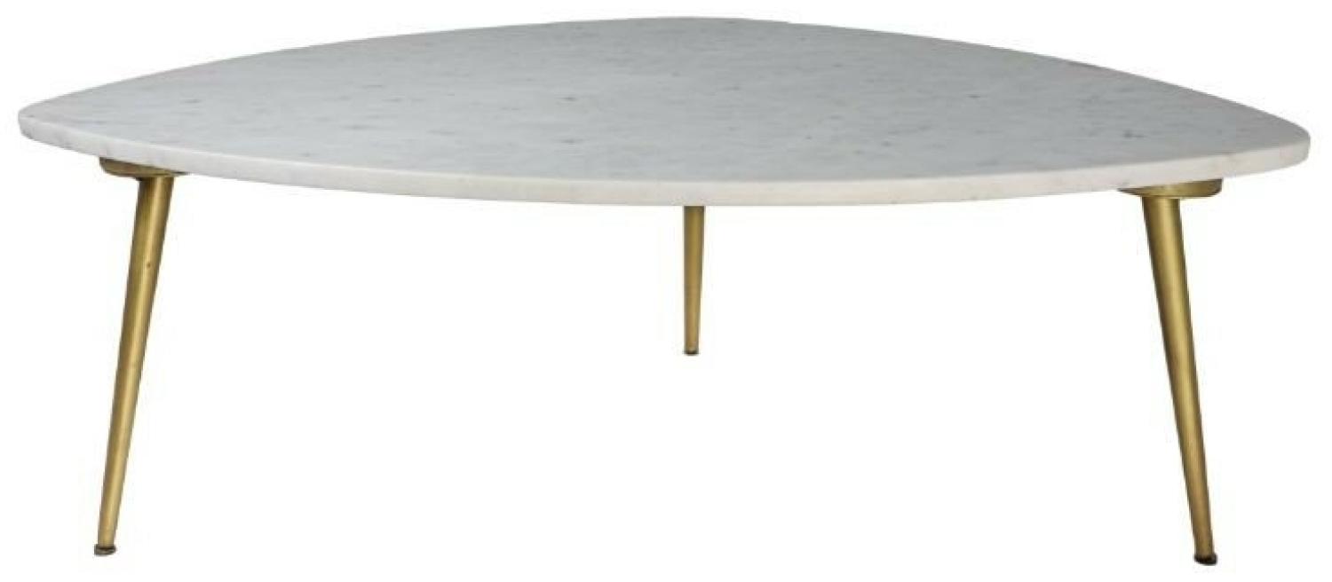 HSM Couchtisch - 90x60x36 cm - Weiß / Gold - Marmor/Eisen Bild 1