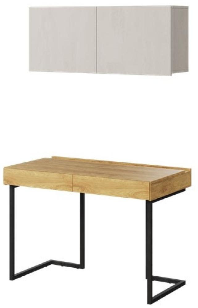 Schreibtischkombination Schreibtisch mit Kommode Teen Flex 2-teilig Hickory Natur betonfarben Bild 1