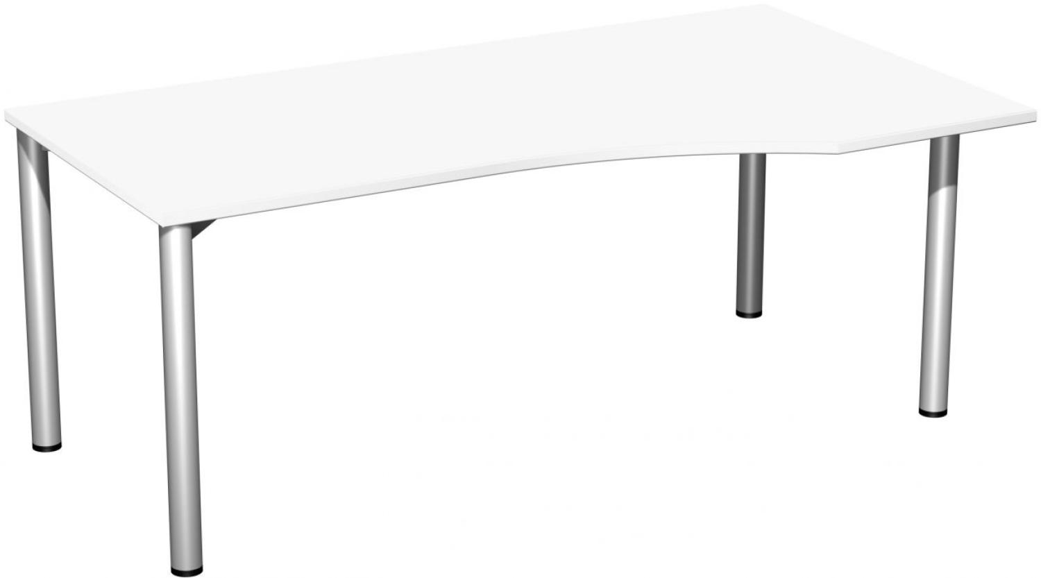 PC-Schreibtisch '4 Fuß Flex' rechts, feste Höhe 180x100x72cm, Weiß / Silber Bild 1