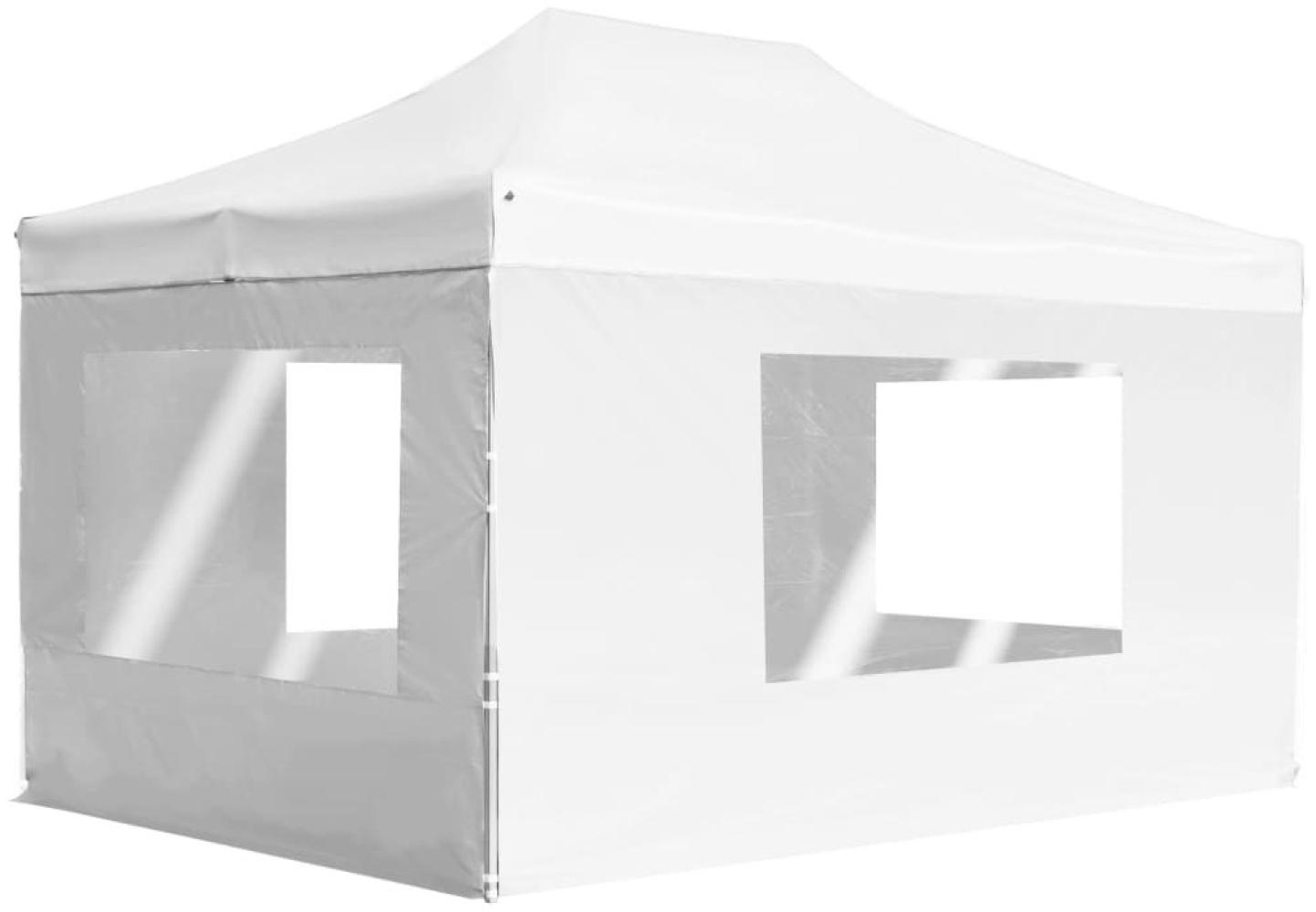 Profi-Partyzelt Faltbar mit Wänden Aluminium 4,5×3m Weiß Bild 1