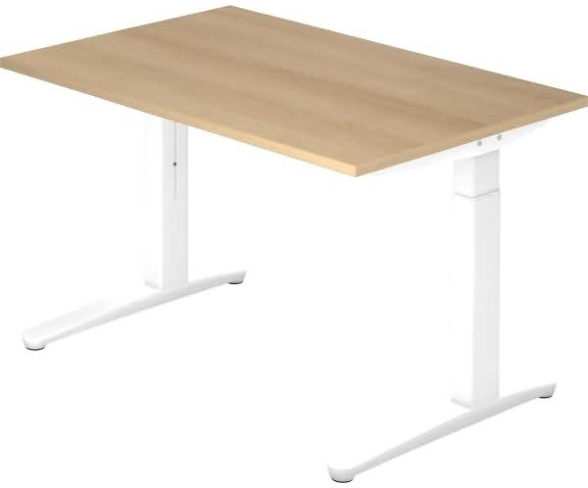 'XB12' Schreibtisch, C-Fuß, 120x80cm, Eiche / Weiß Bild 1