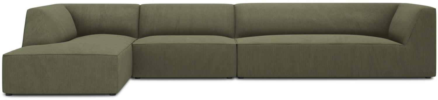 Micadoni 5-Sitzer Modular Ecke links Sofa Ruby | Bezug Green | Beinfarbe Black Plastic Bild 1