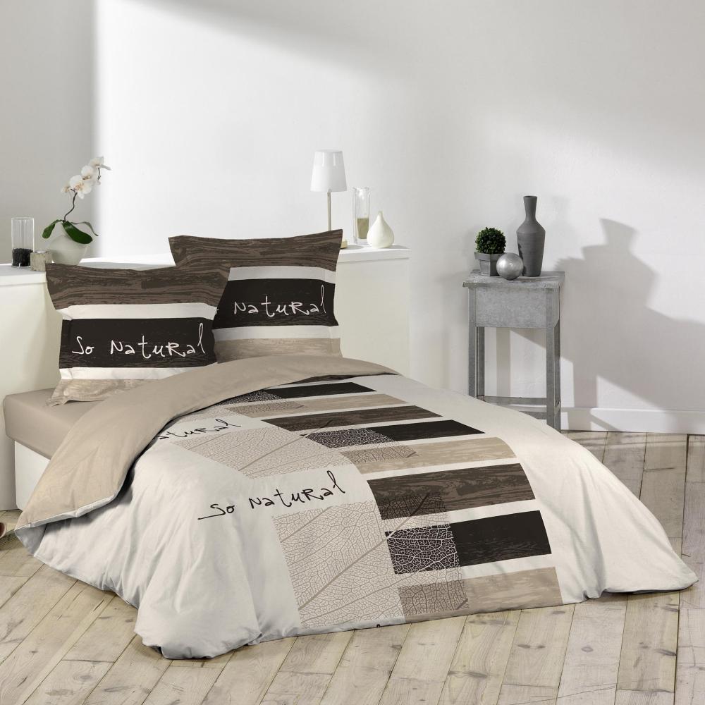 3tlg. Wende Bettwäsche 240x220 Baumwolle Übergröße Bettdecke Bettbezug braun Bild 1