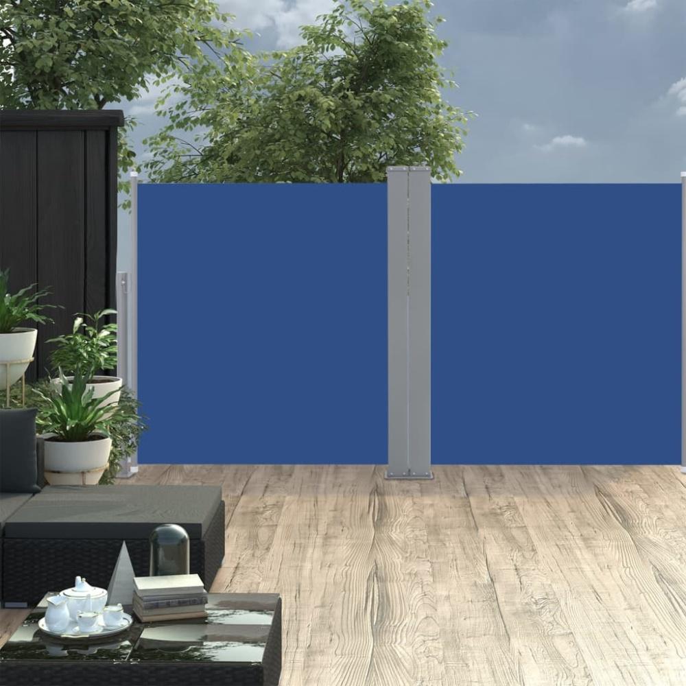 vidaXL Ausziehbare Seitenmarkise Blau 120 x 600 cm Bild 1