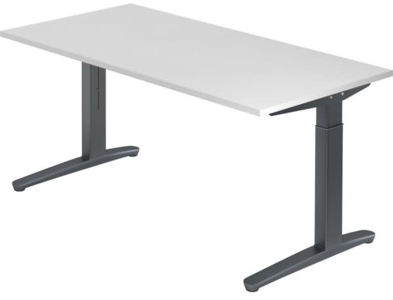 'XB16' Schreibtisch, C-Fuß, 160x80cm, Weiß / Graphit Bild 1