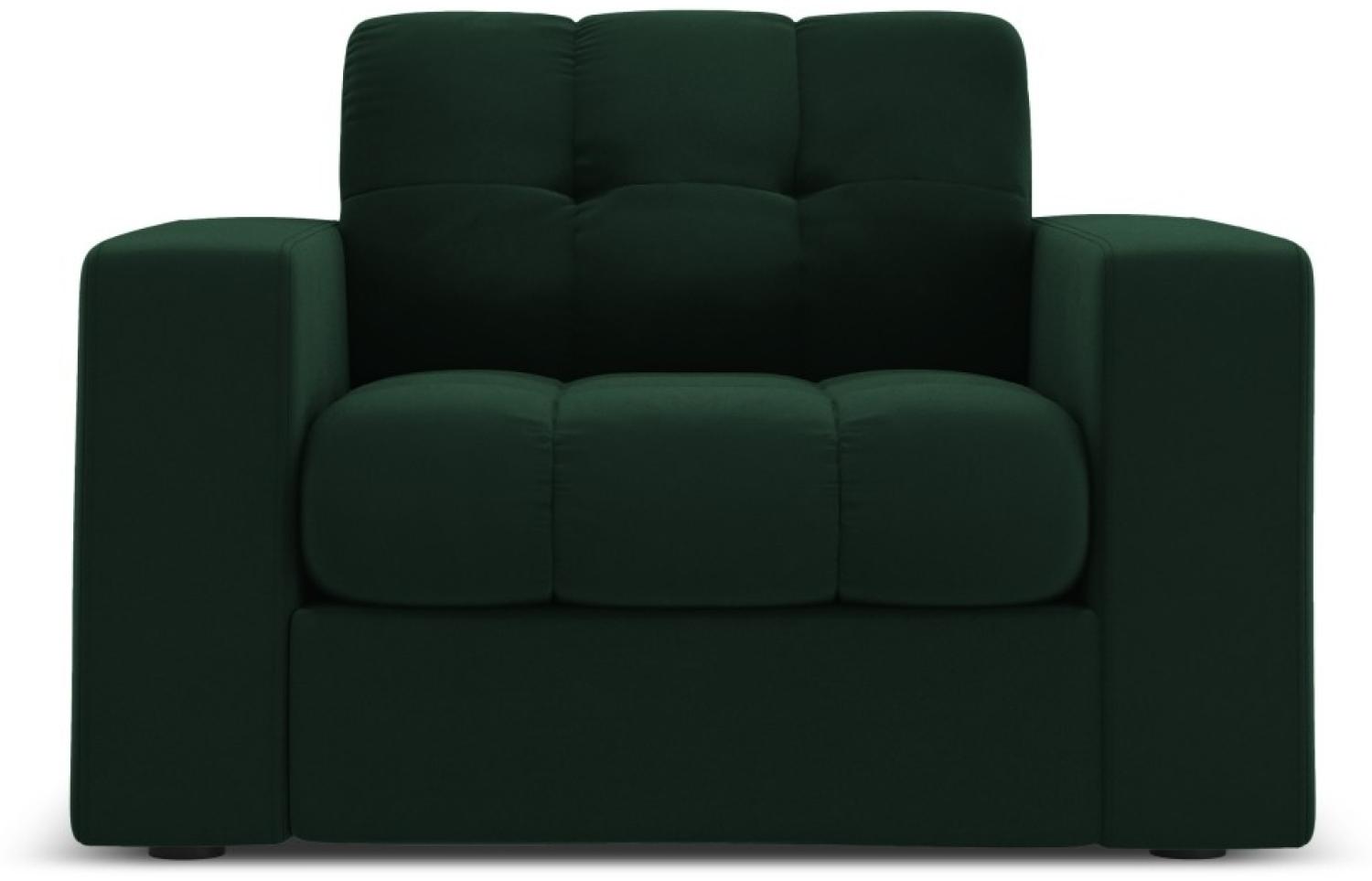 Micadoni Samtstoff Sessel Justin | Bezug Bottle Green | Beinfarbe Black Plastic Bild 1
