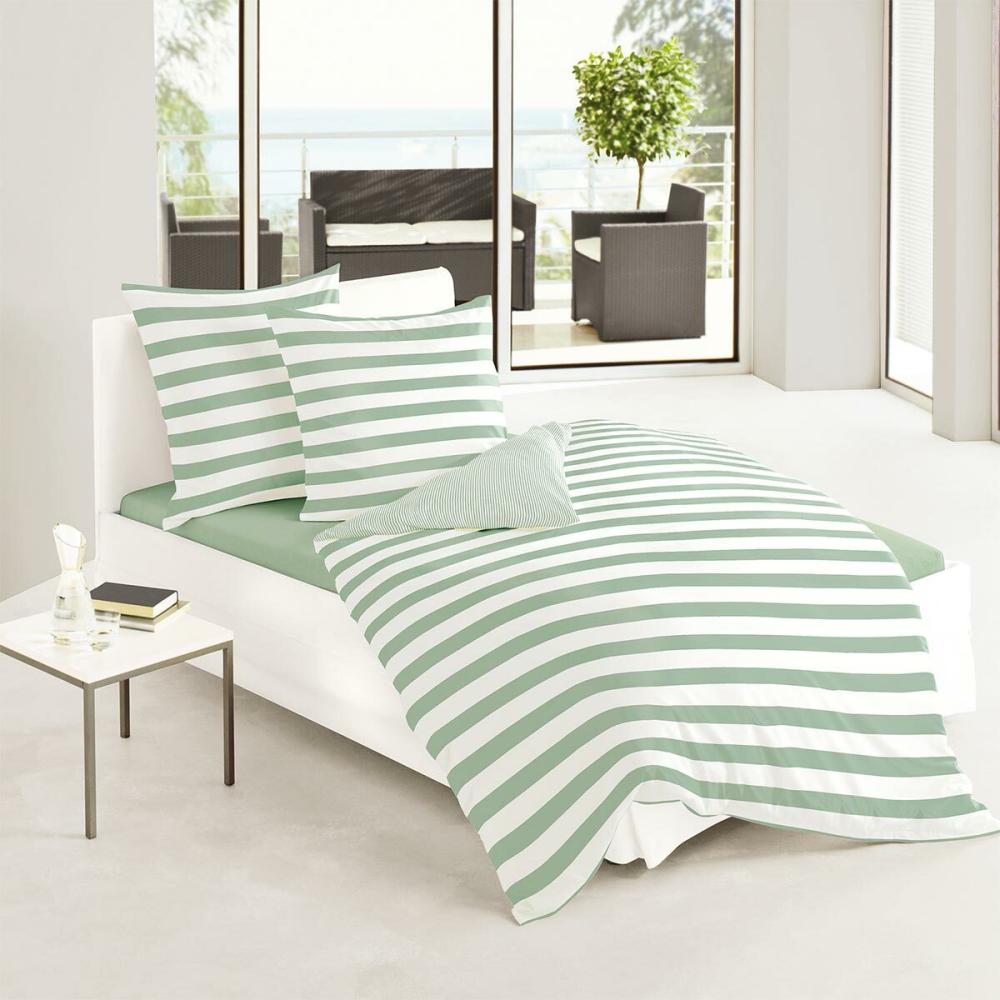 Traumschlaf Mako-Satin Bettwäsche Albklassik Stripe|Kissenbezug einzeln 80x80 cm| hellgrün Bild 1