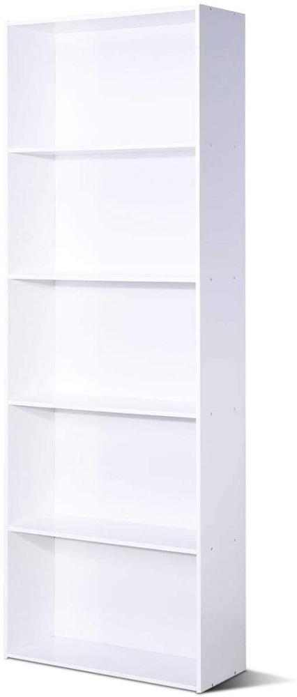COSTWAY 170cm Bücherschrank mit 5 Ebenen, weiß Bild 1