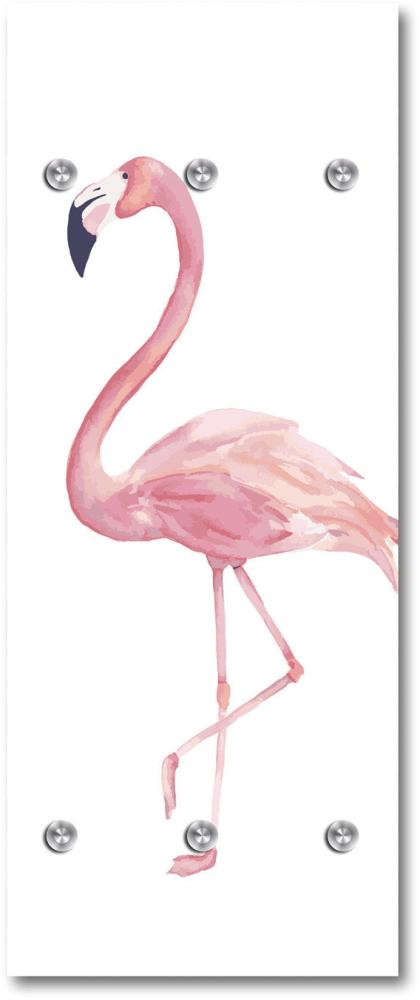Queence Garderobe - "Flamingo Star" Druck auf hochwertigem Arcylglas inkl. Edelstahlhaken und Aufhängung, Format: 50x120cm Bild 1