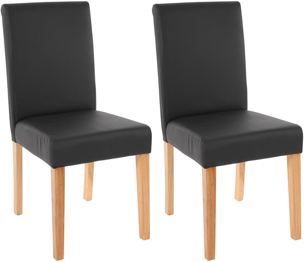 2er-Set Esszimmerstuhl Stuhl Küchenstuhl Littau ~ Kunstleder, schwarz matt, helle Beine Bild 1