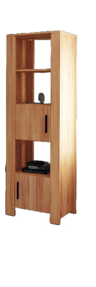 Bücherregal Lubic aus Wildeiche massiv 67x45x205 cm mit 2 Türen und 3 Fächern Bild 1