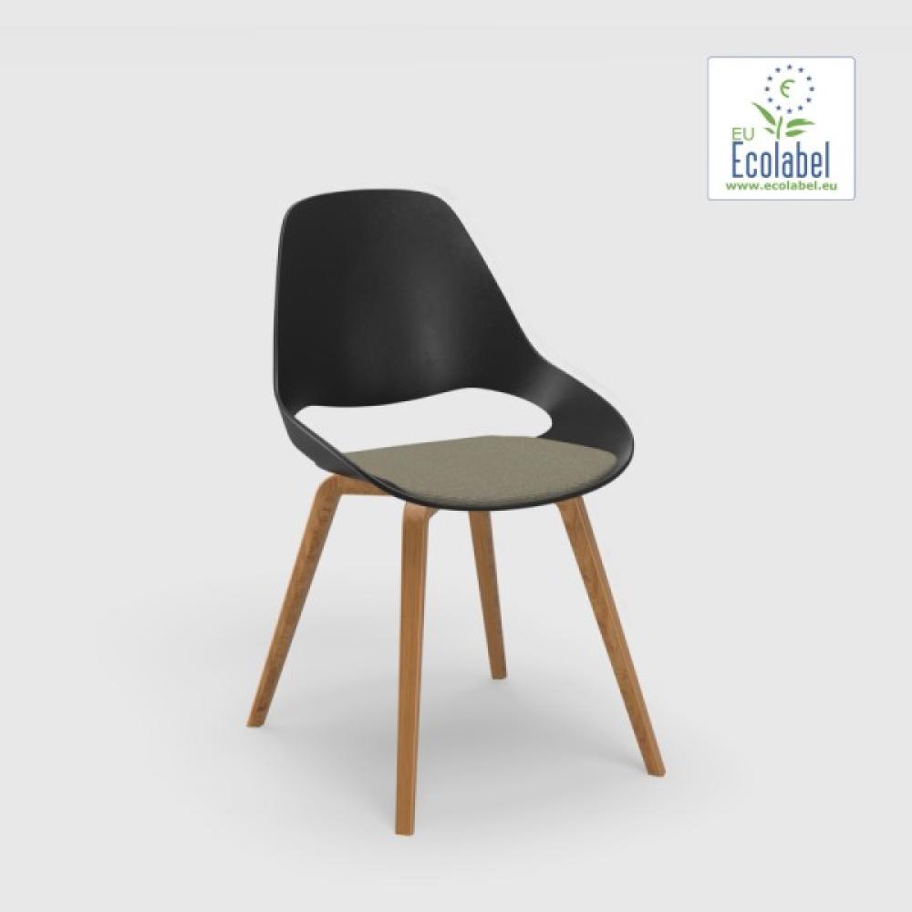 Stuhl ohne Armlehne FALK schwarz Eiche massiv geölt Sitzpolster duneklgrün Bild 1