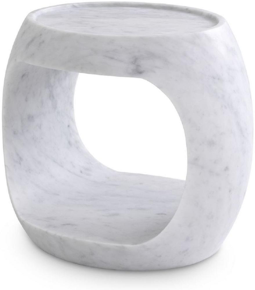 Casa Padrino Luxus Marmor Beistelltisch Weiß 43 x 36,5 x H. 40,5 cm - Marmor Möbel - Luxus Qualität Bild 1