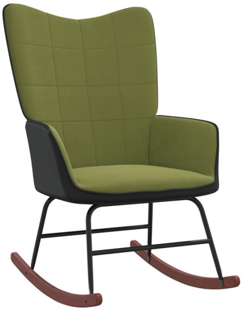 Schaukelstuhl aus Samt und PVC 61 x 98 x 78 cm Hellgrün Bild 1
